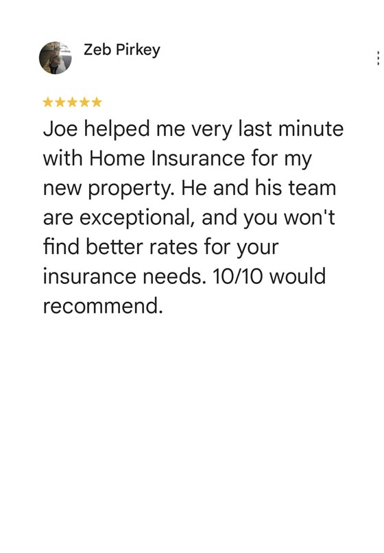 Five star Google customer review home bought home insurance for new property exceptional service you will find better rates 10 out of 10 would recommen