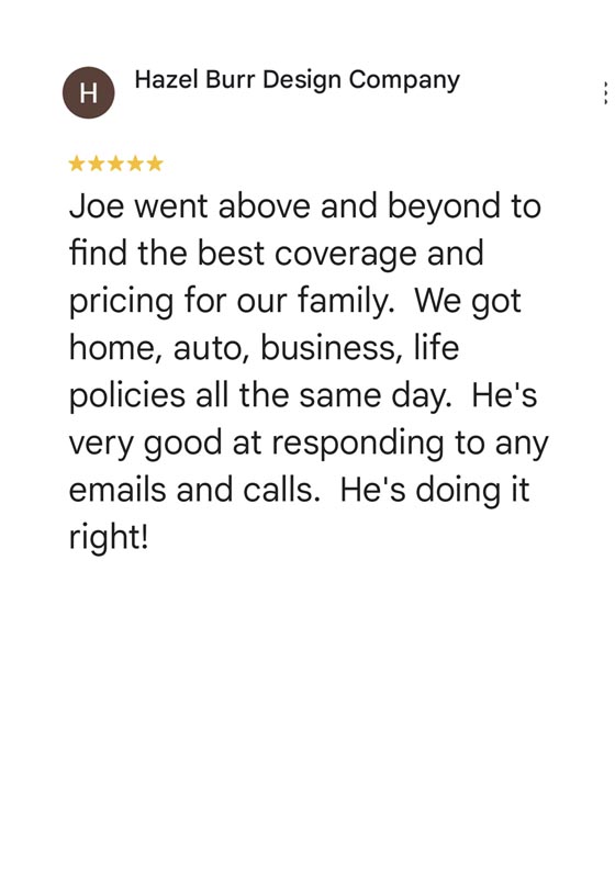 Insurance agency five star google review what above and beyond home auto business life insurance policies the same day doing it right
